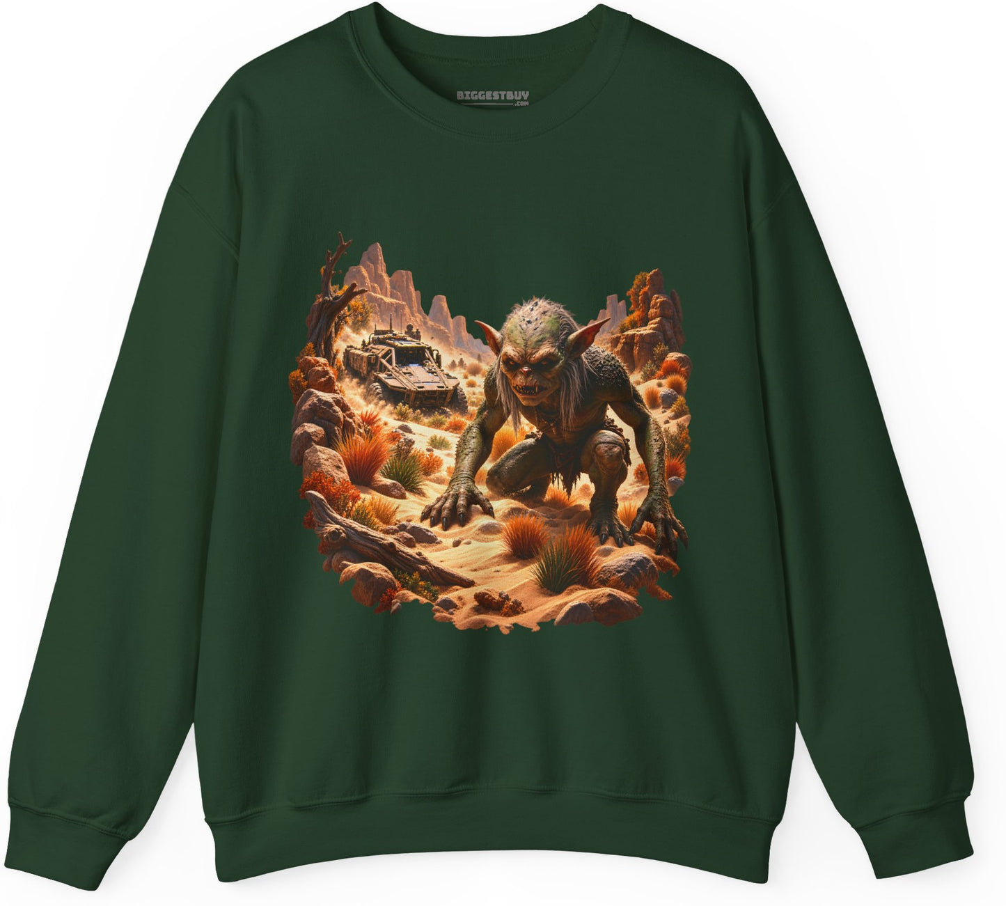 Desert Gargoyle - Crewneck Sweatshirt in Forest Green, front view