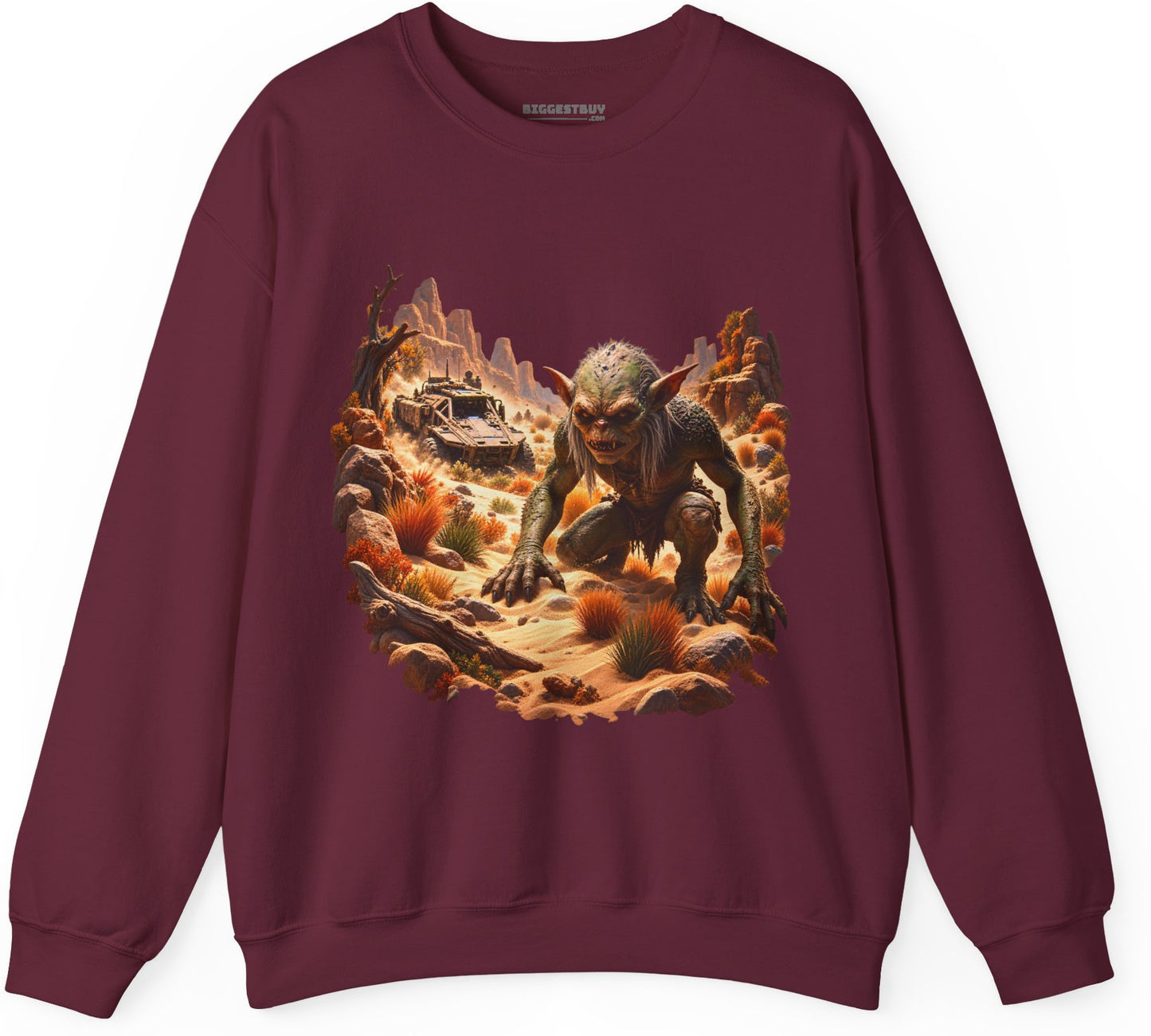 Desert Gargoyle - Crewneck Sweatshirt in Maroon, front view