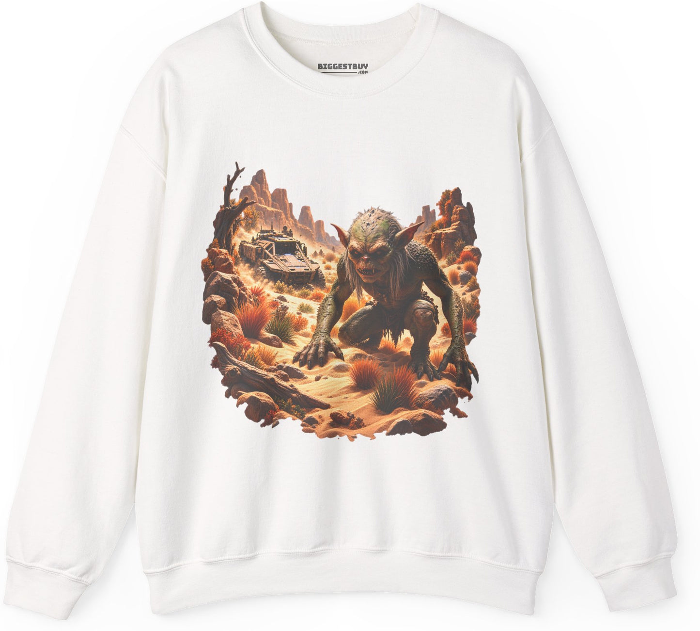 Desert Gargoyle - Crewneck Sweatshirt in White, front view