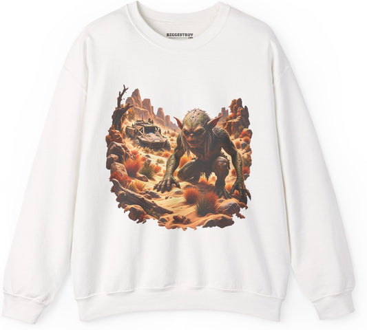Desert Gargoyle - Crewneck Sweatshirt in White, front view