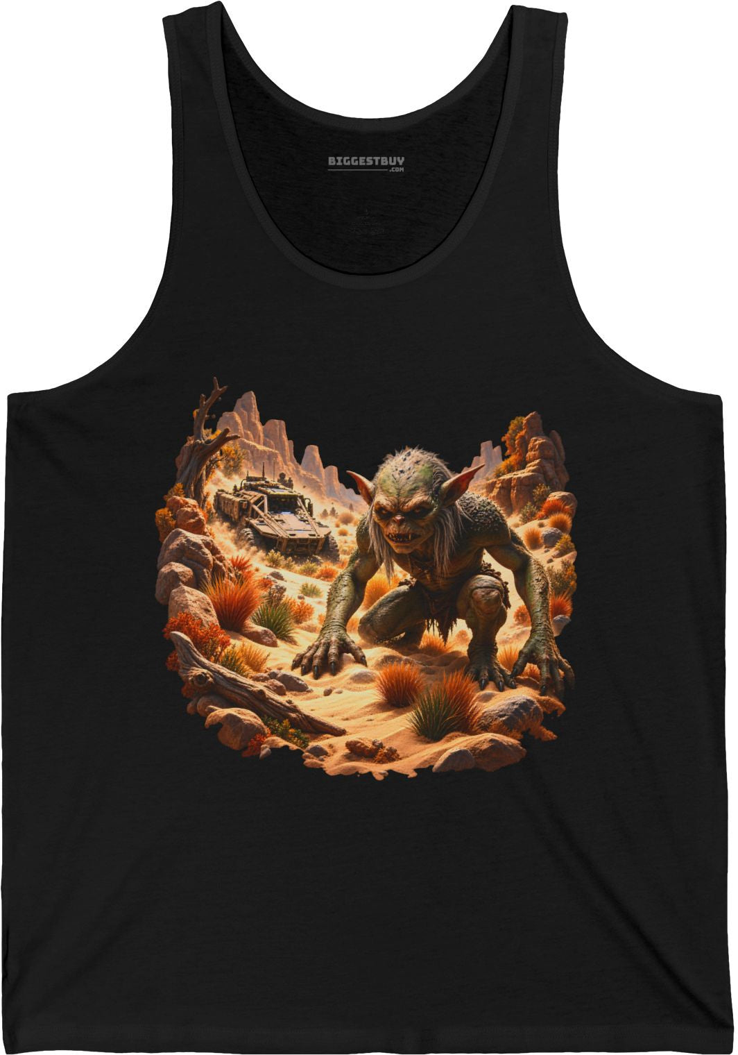 Desert Gargoyle - Jersey Tank Top in Black, front view