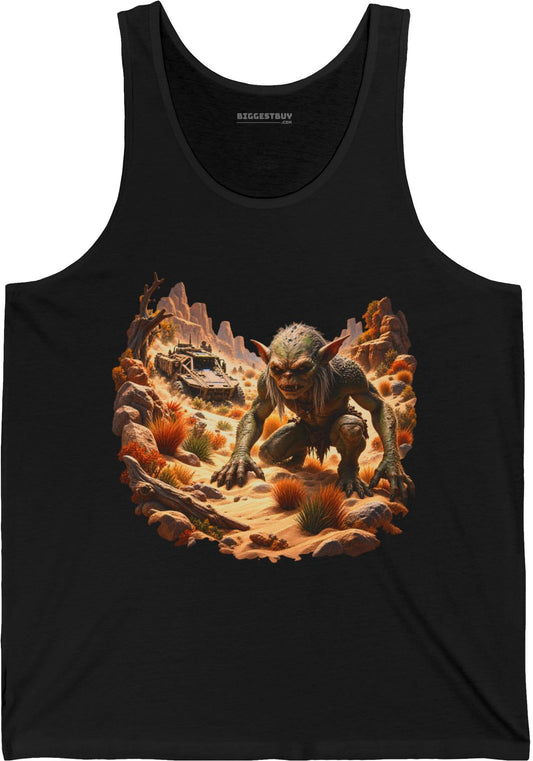 Desert Gargoyle - Jersey Tank Top in Black, front view