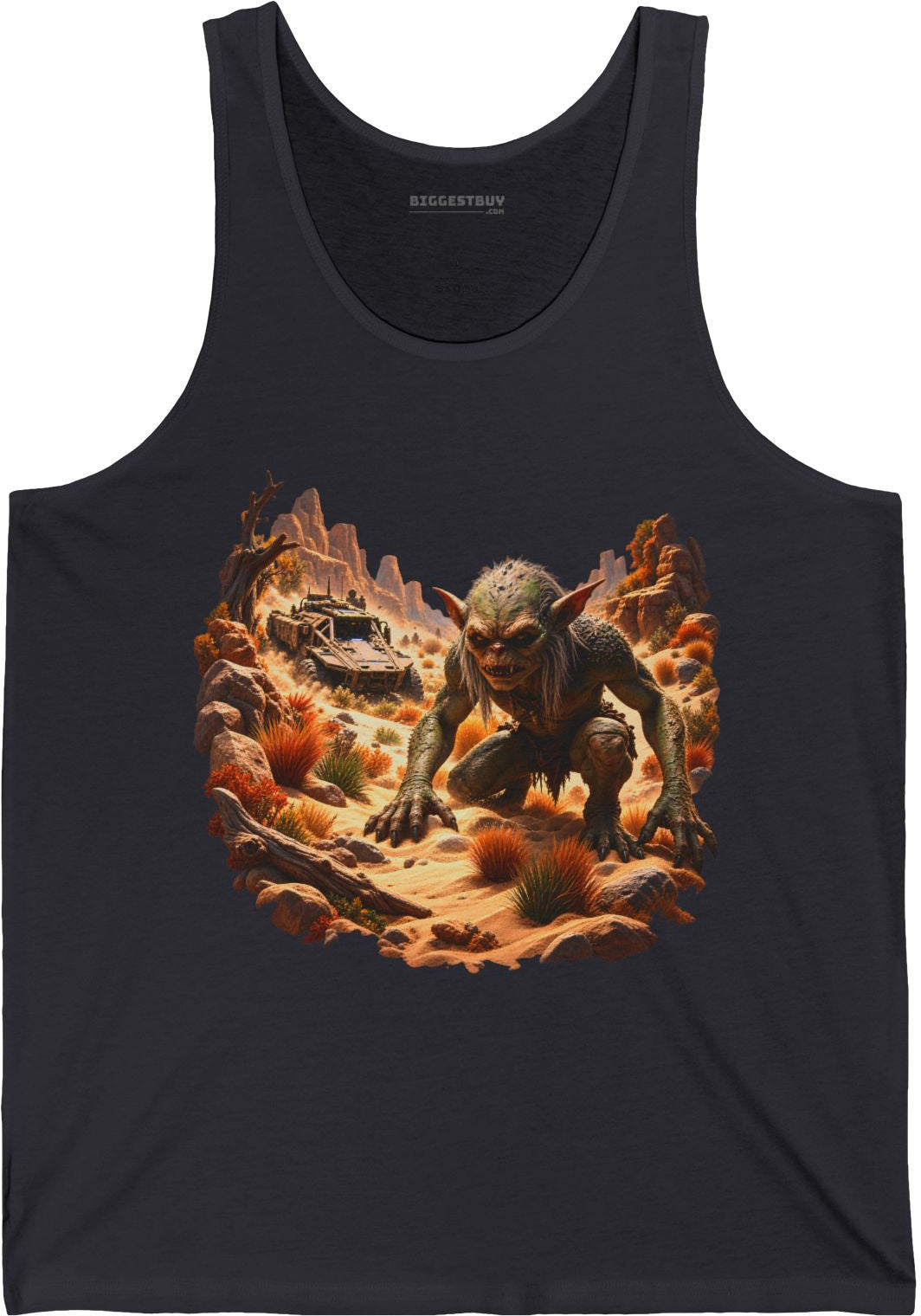 Desert Gargoyle - Jersey Tank Top in Dark Grey, front view