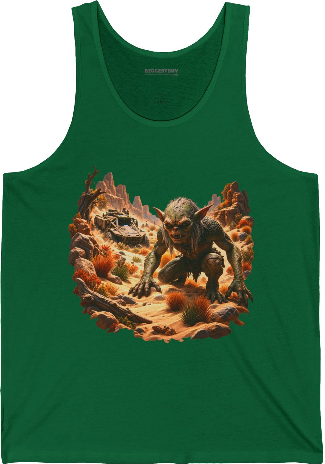 Desert Gargoyle - Jersey Tank Top in Kelly, front view
