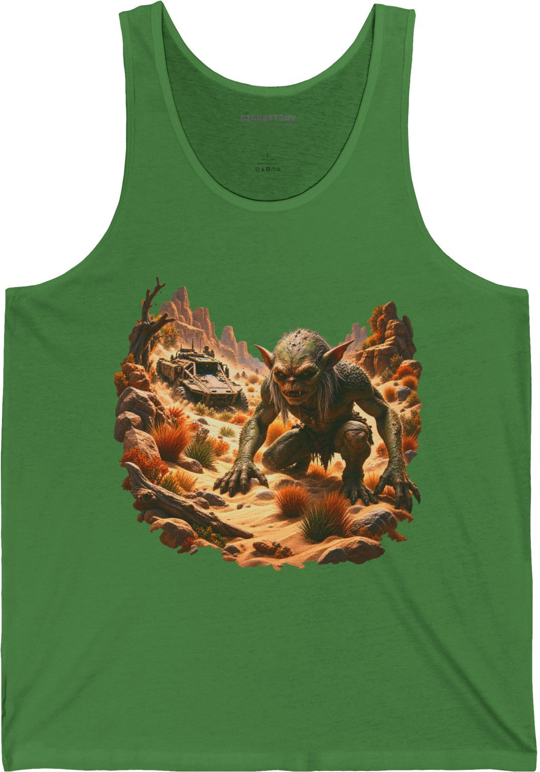 Desert Gargoyle - Jersey Tank Top in Leaf, front view
