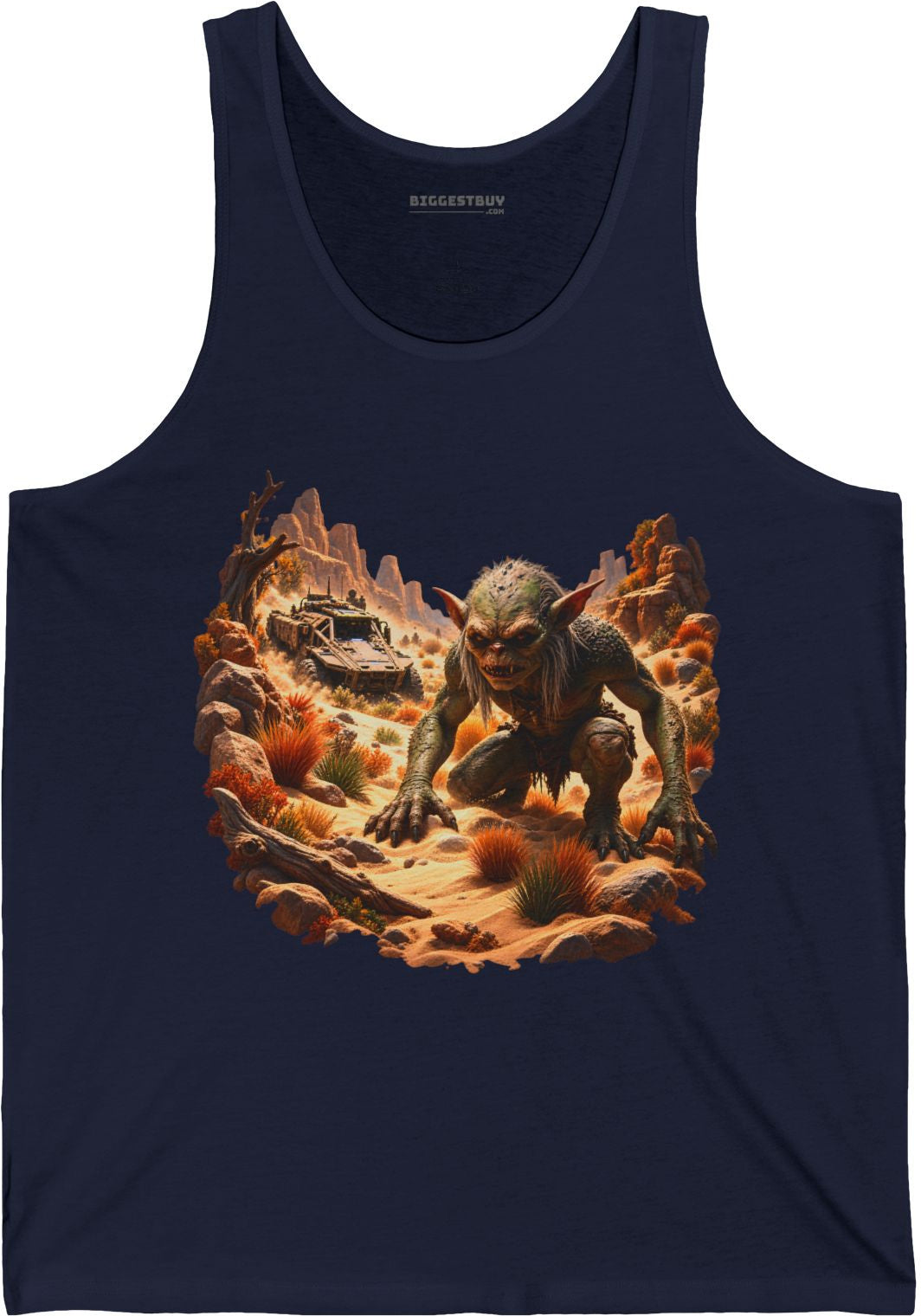 Desert Gargoyle - Jersey Tank Top in Navy, front view