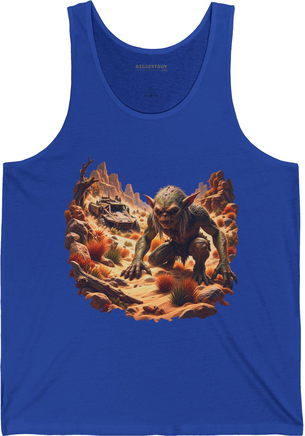 Desert Gargoyle - Jersey Tank Top in True Royal, front view