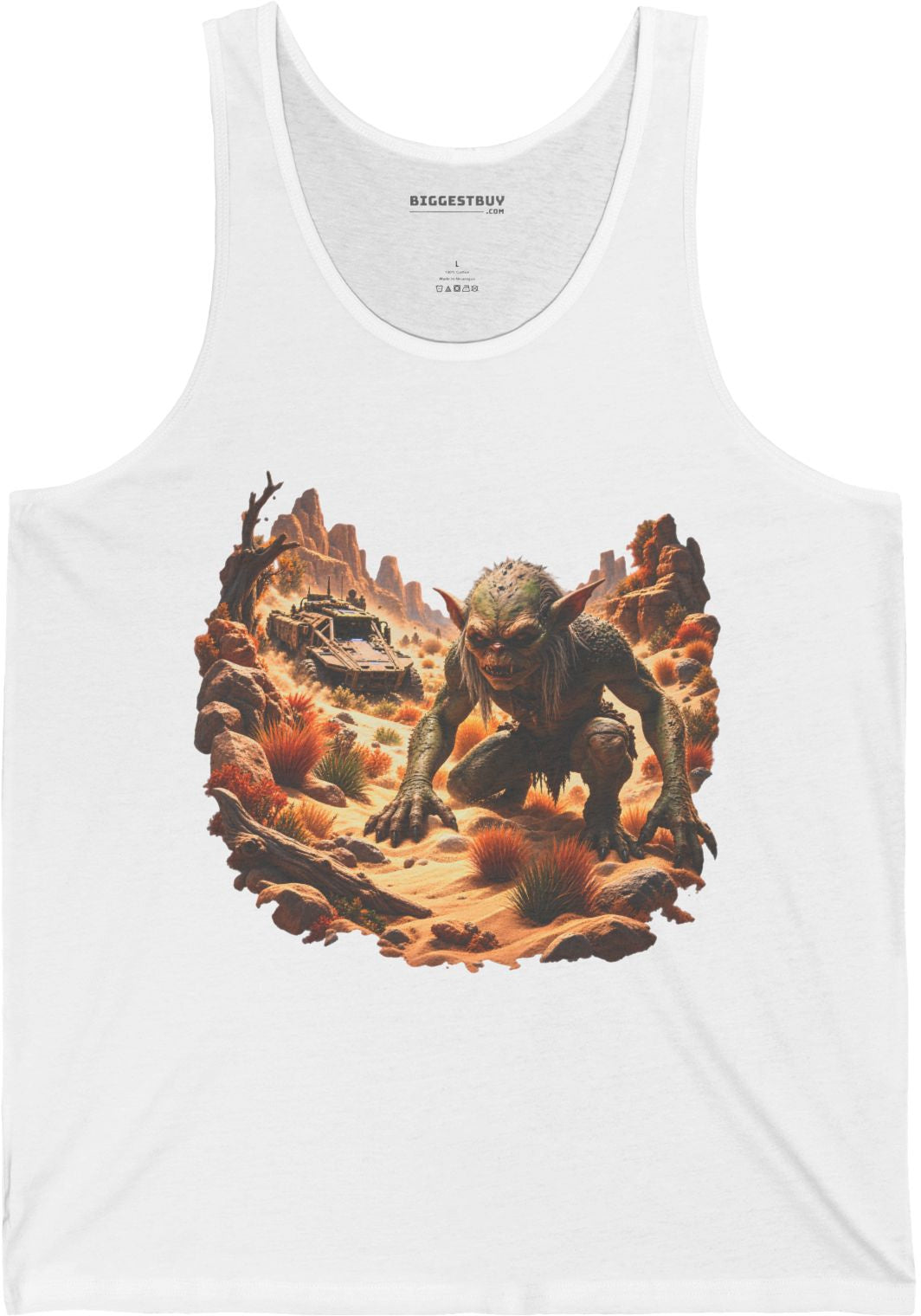 Desert Gargoyle - Jersey Tank Top in White, front view
