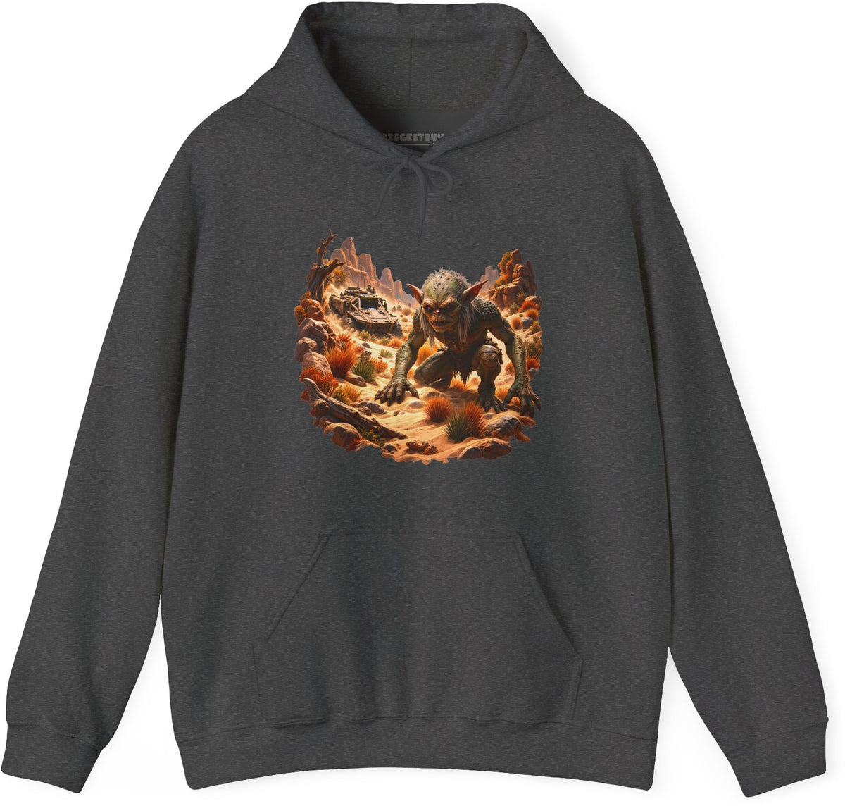 Desert Gargoyle - Pullover Hoodie in Dark Heather, front view