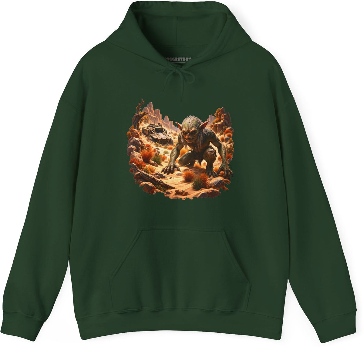 Desert Gargoyle - Pullover Hoodie in Forest Green, front view