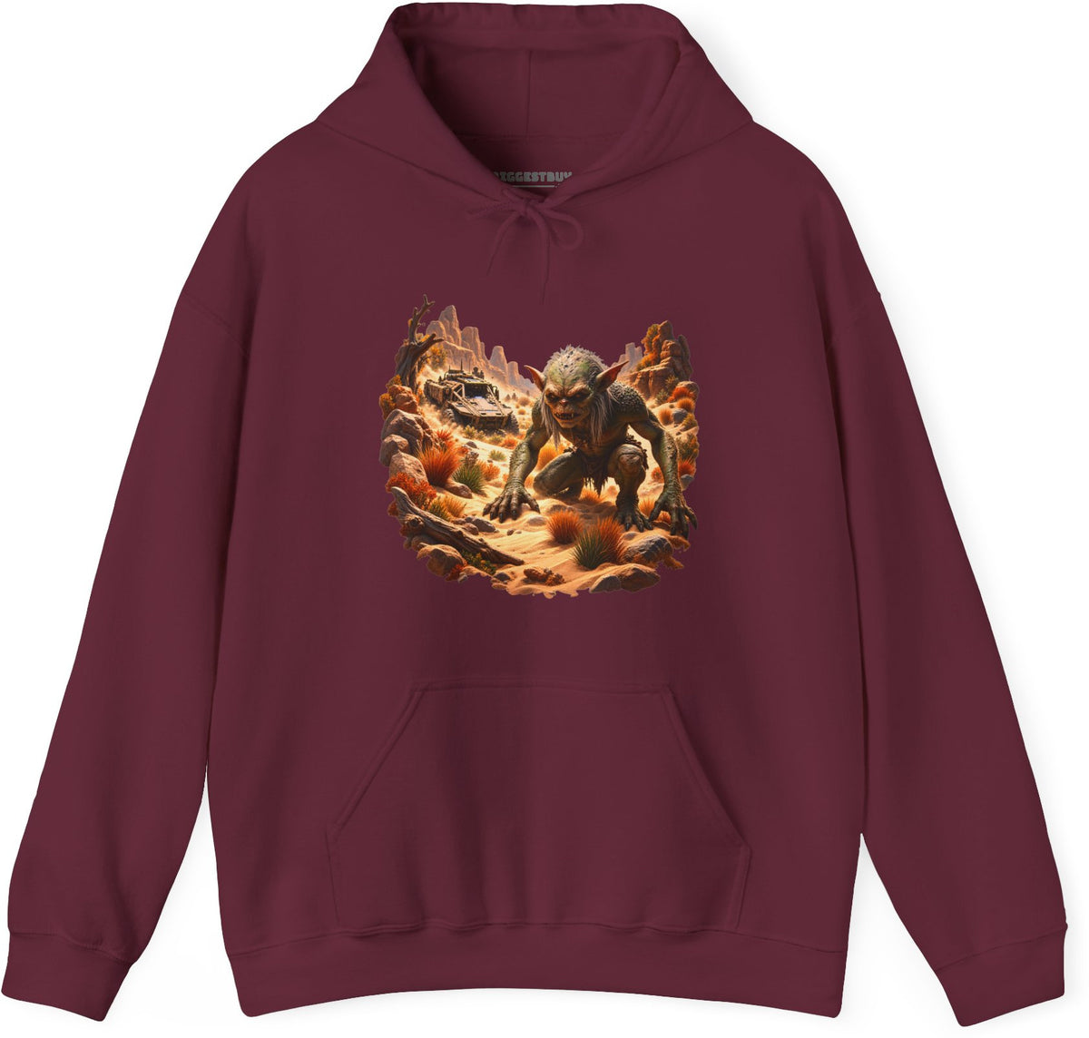 Desert Gargoyle - Pullover Hoodie in Maroon, front view