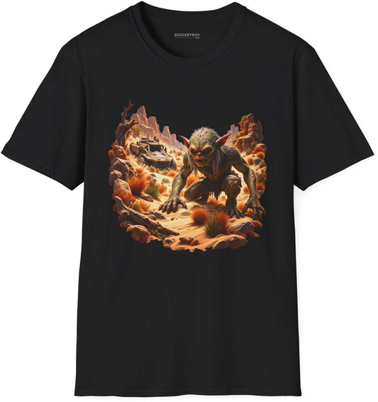 Desert Gargoyle - Softstyle T-Shirt in Black, front view