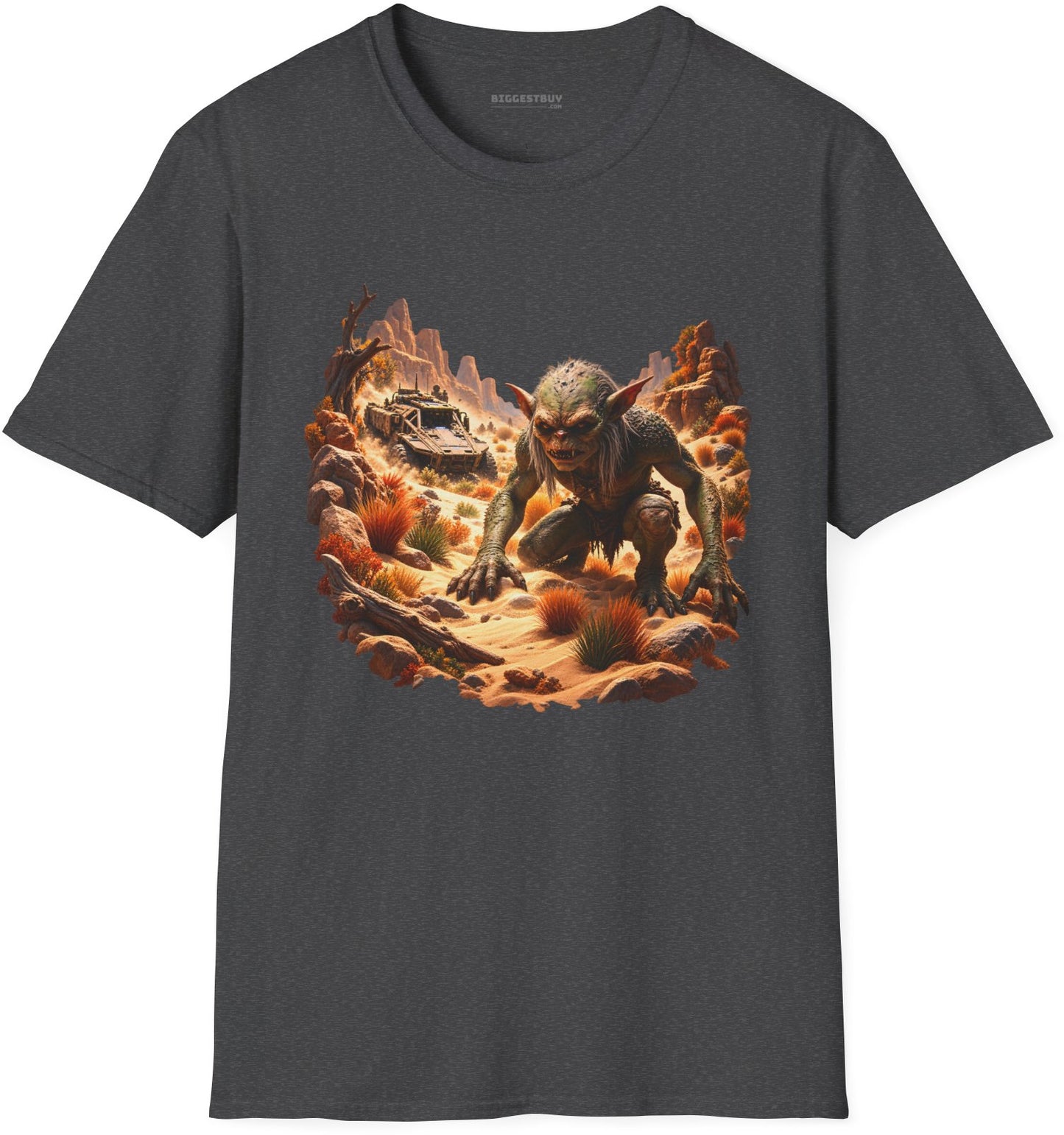 Desert Gargoyle - Softstyle T-Shirt in Dark Heather, front view