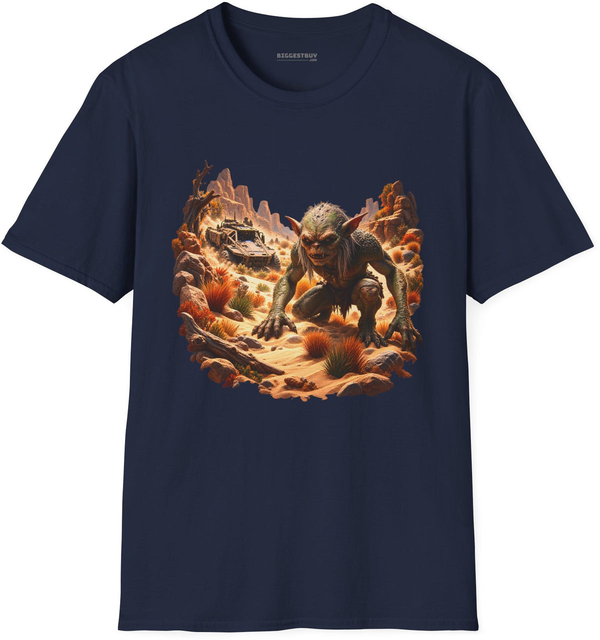 Desert Gargoyle - Softstyle T-Shirt in Navy, front view