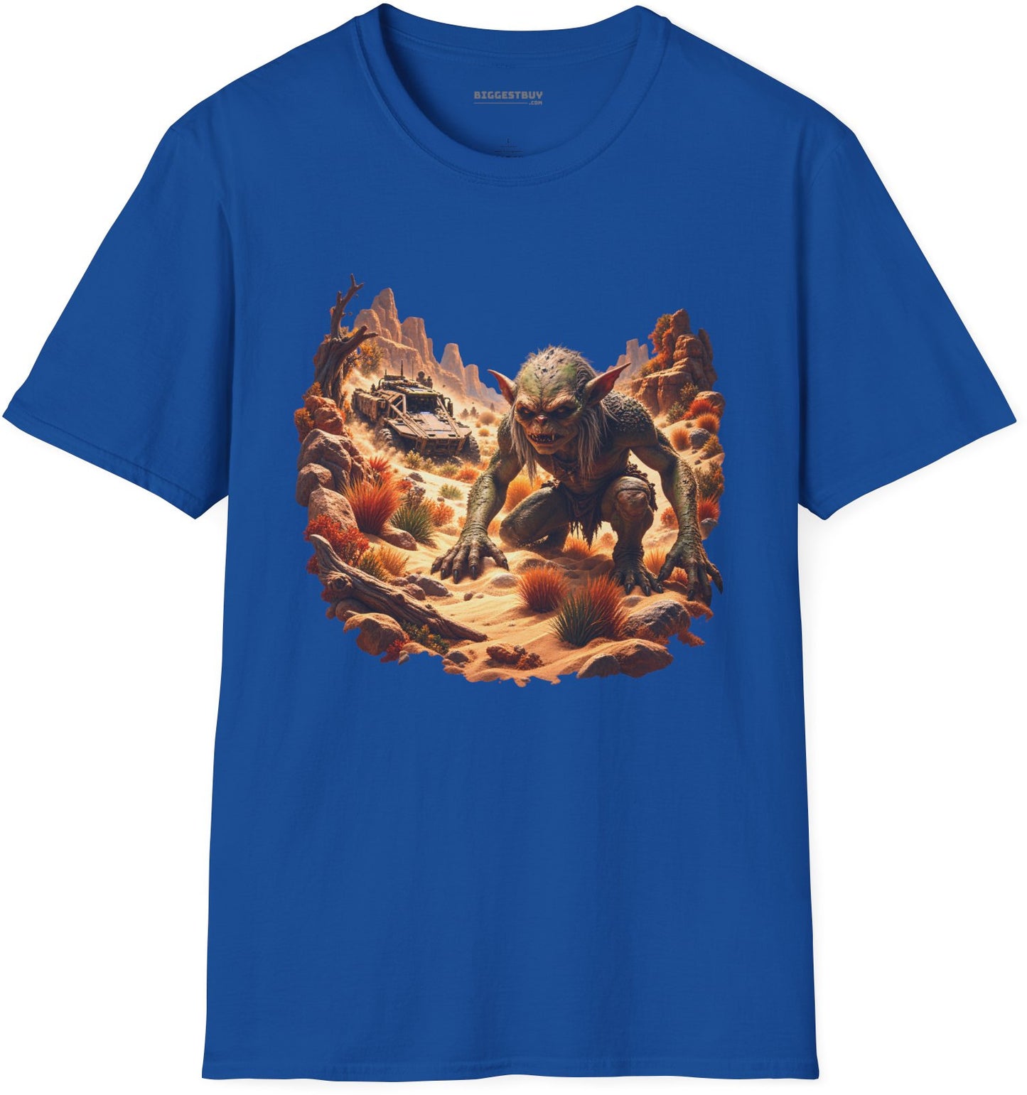 Desert Gargoyle - Softstyle T-Shirt in Royal, front view