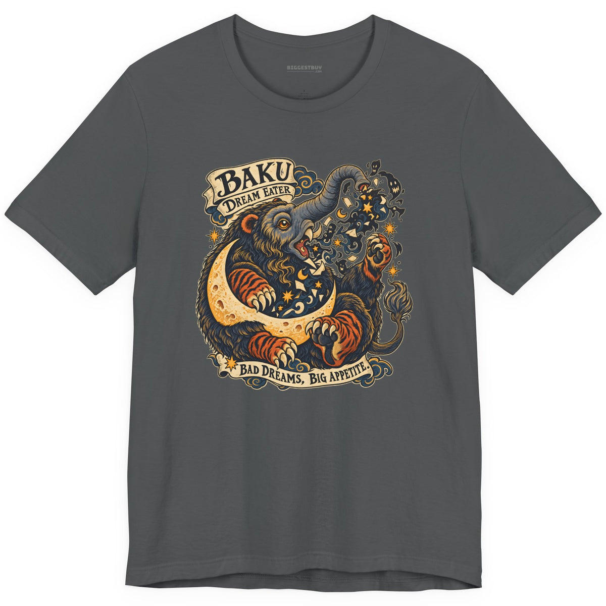 Dream Eater - Classic Jersey Tee in Asphalt, front view