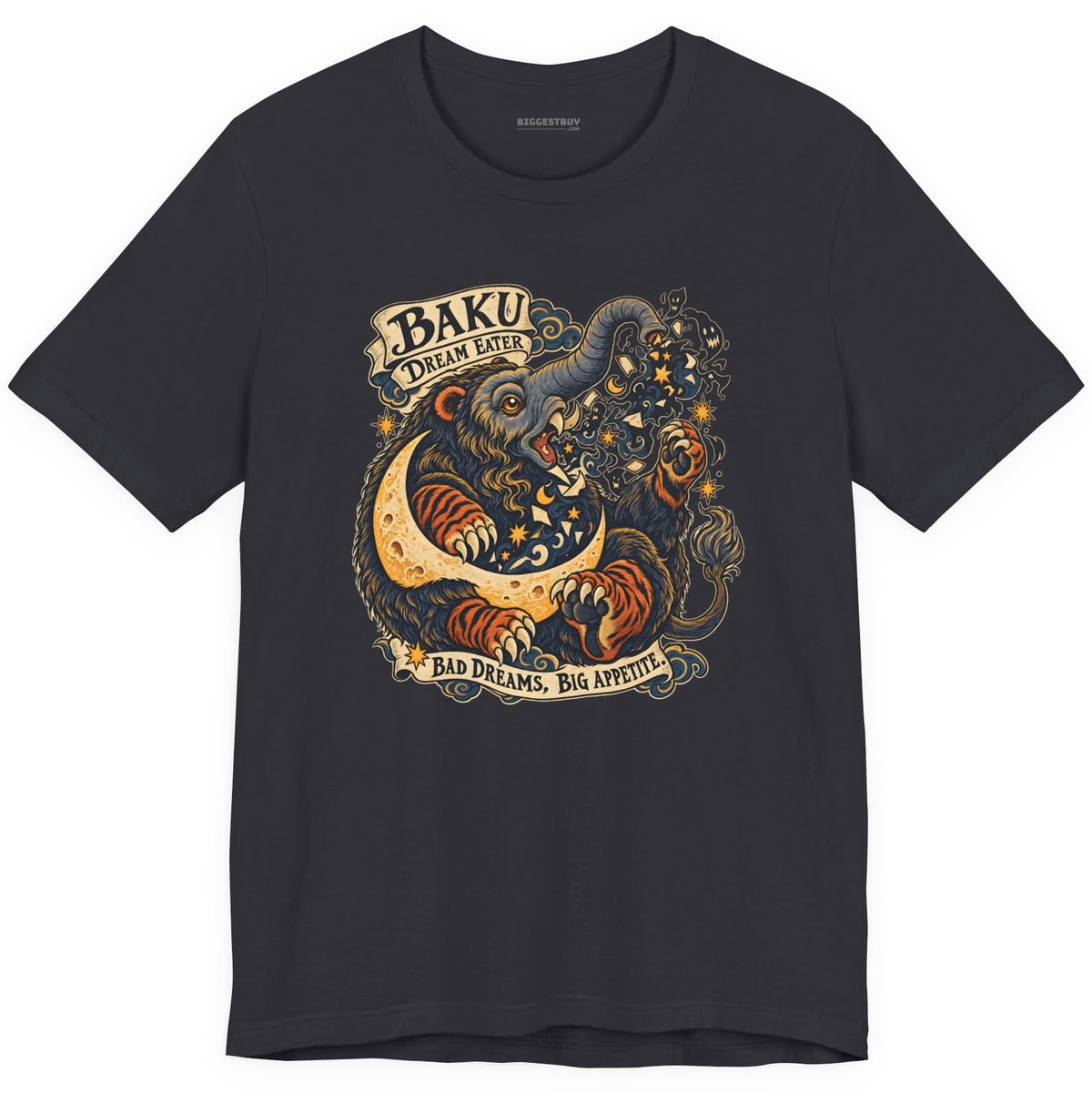 Dream Eater - Classic Jersey Tee in Dark Grey, front view