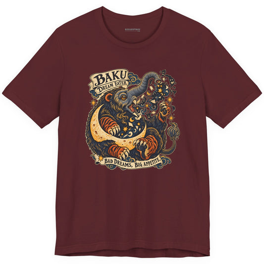 Dream Eater - Classic Jersey Tee in Maroon, front view