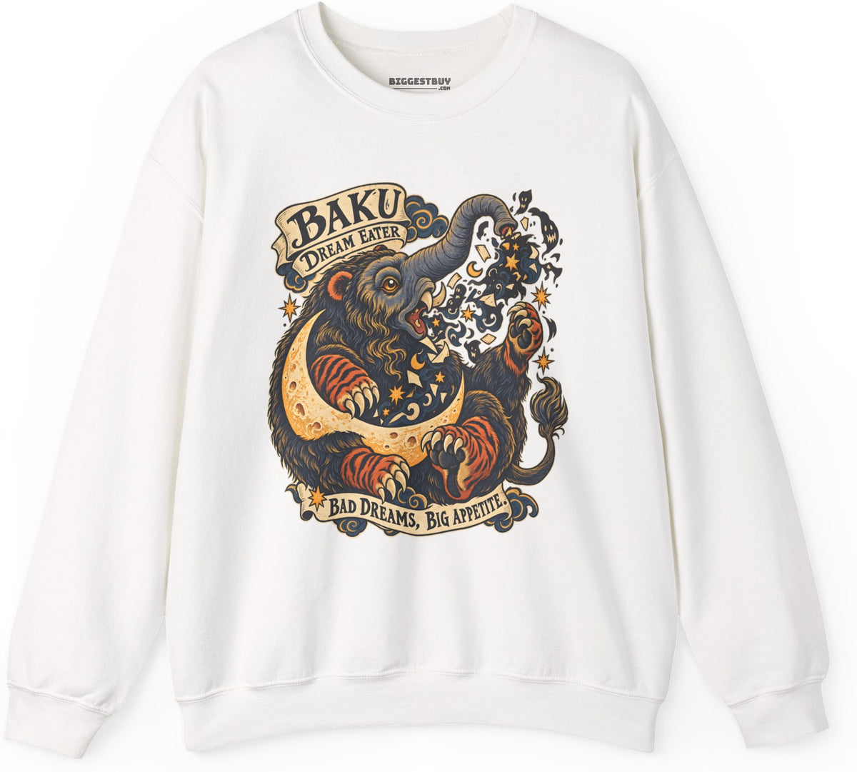 Dream Eater - Crewneck Sweatshirt in White, front view