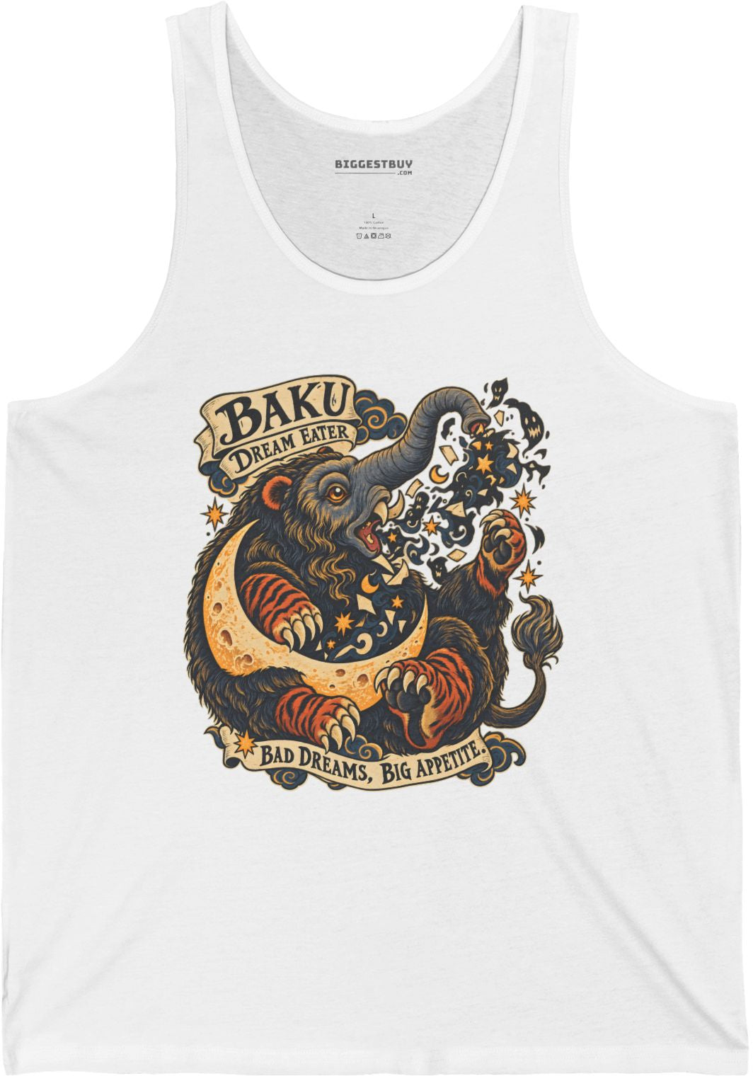 Dream Eater - Jersey Tank Top in White, front view