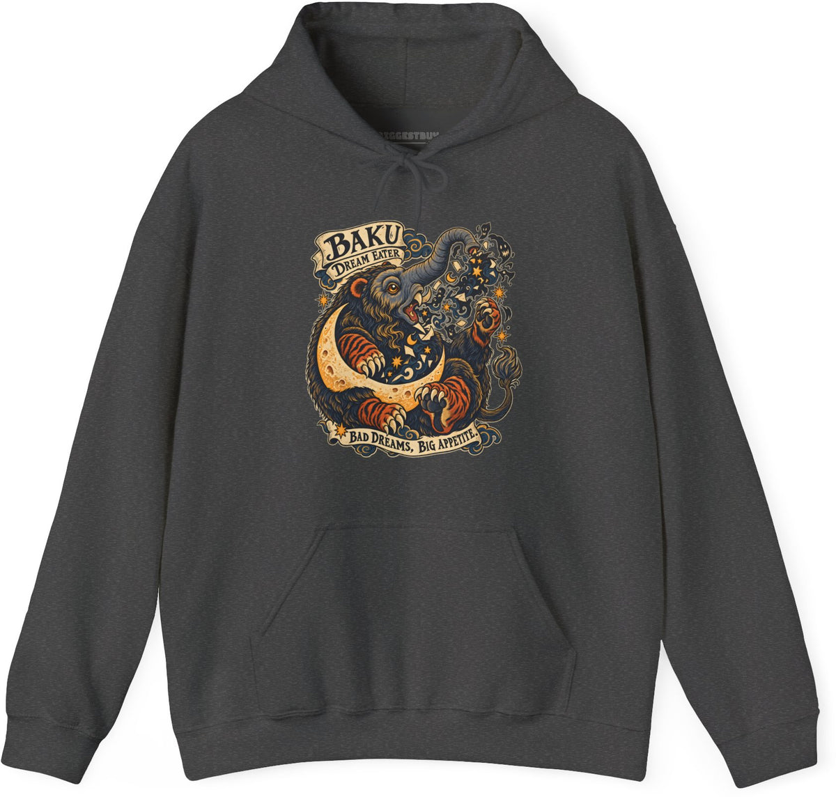 Dream Eater - Pullover Hoodie in Dark Heather, front view