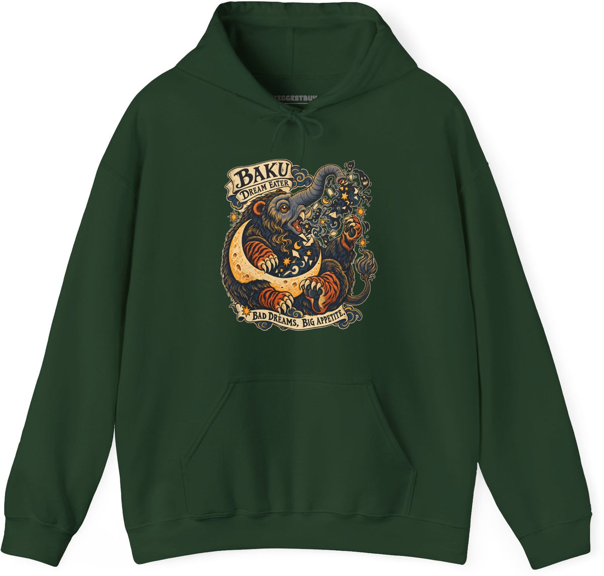 Dream Eater - Pullover Hoodie in Forest Green, front view