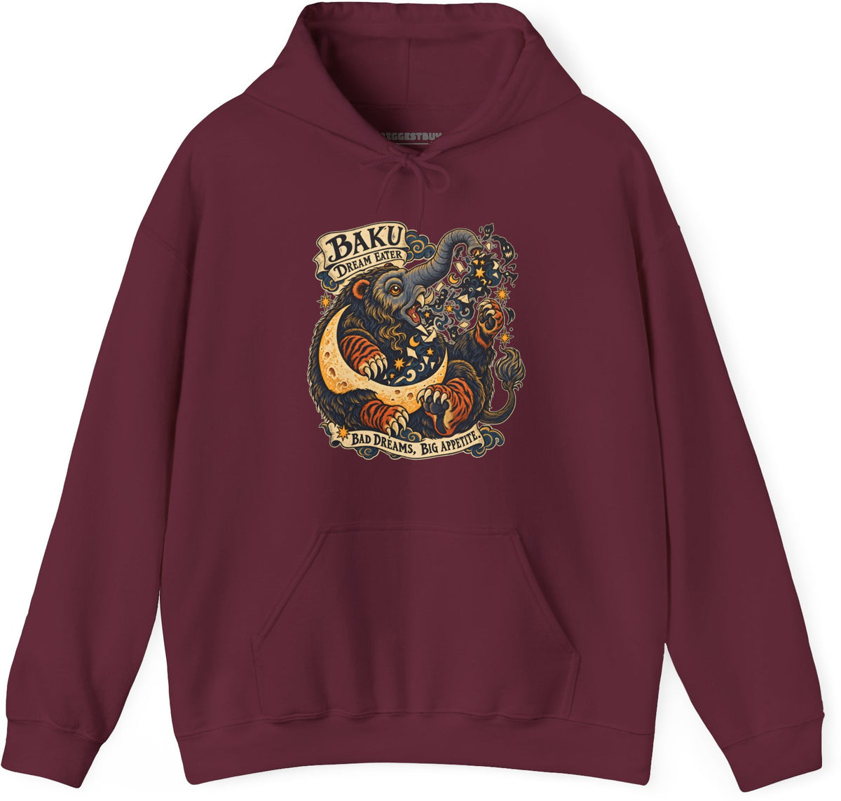 Dream Eater - Pullover Hoodie in Maroon, front view