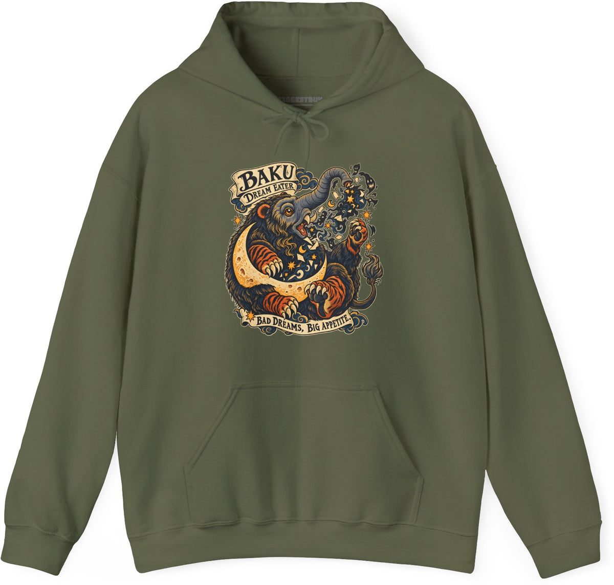Dream Eater - Pullover Hoodie in Military Green, front view