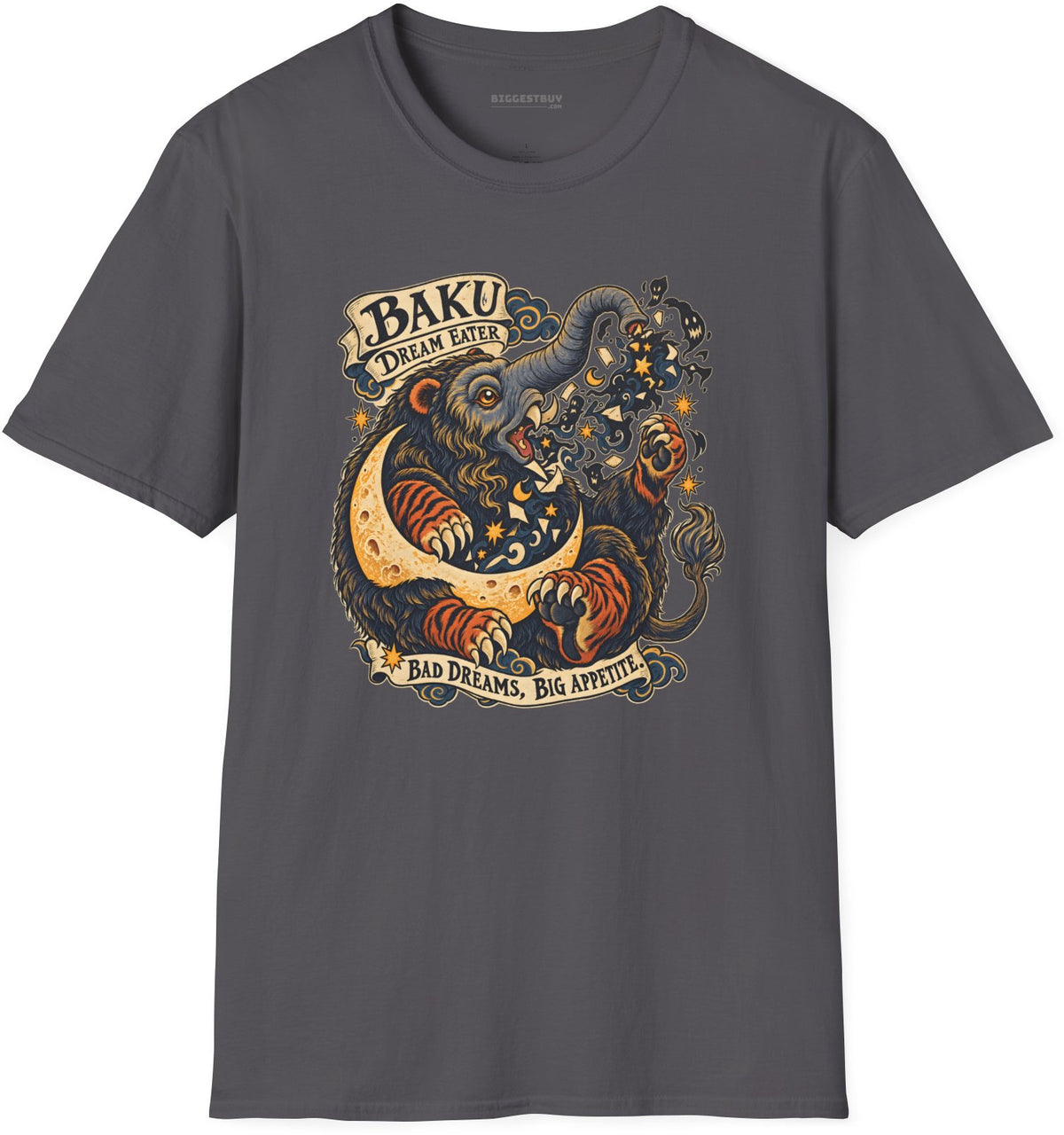 Dream Eater - Softstyle T-Shirt in Charcoal, front view