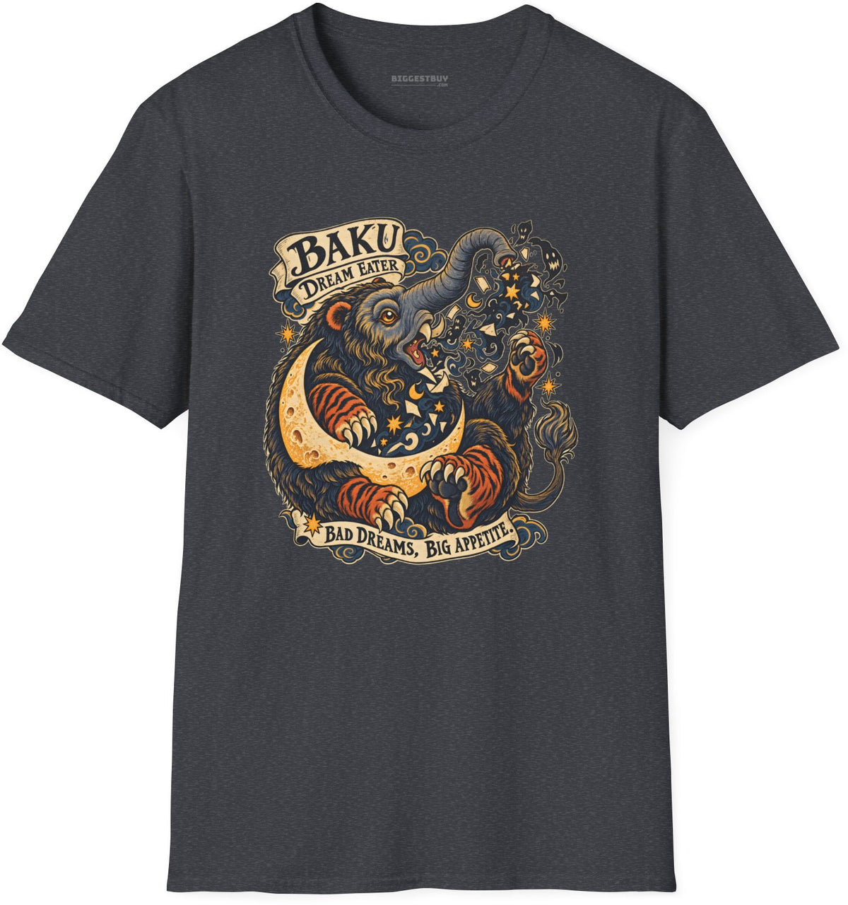 Dream Eater - Softstyle T-Shirt in Dark Heather Grey, front view