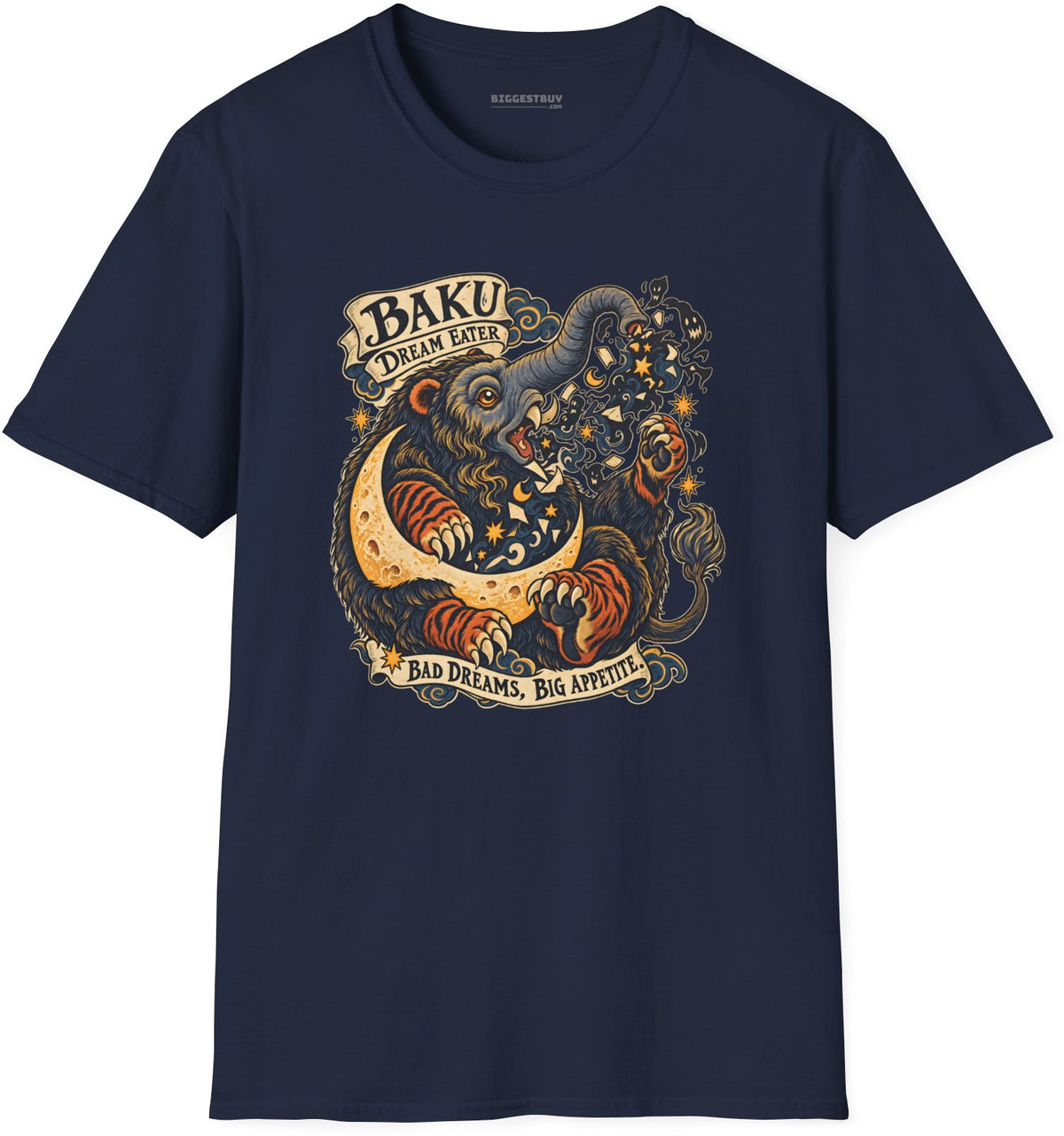 Dream Eater - Softstyle T-Shirt in Navy, front view