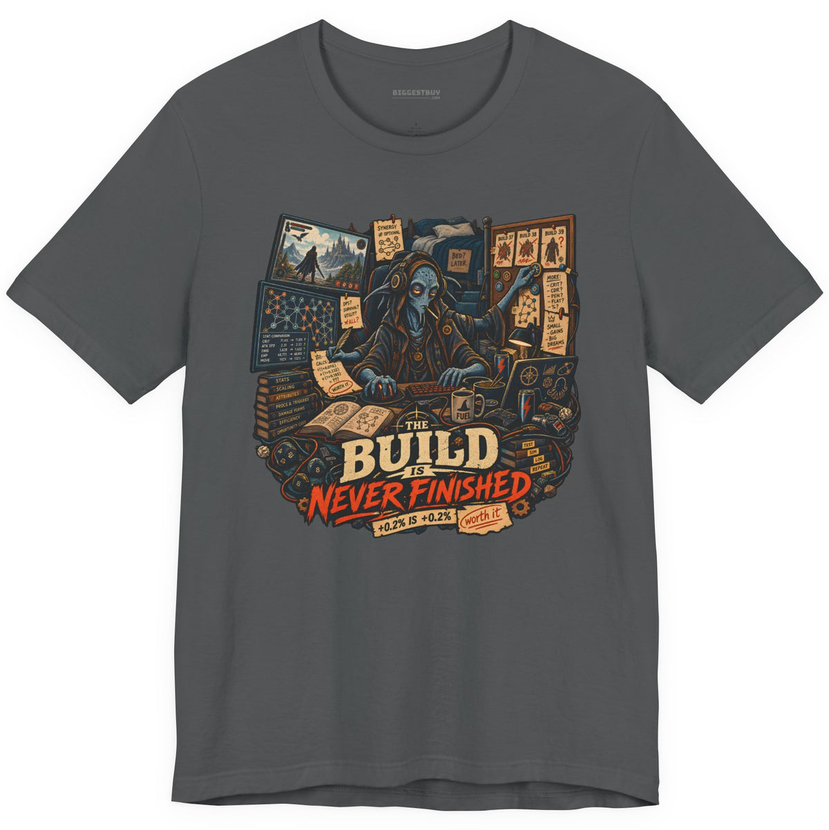 Endless Build - Classic Jersey Tee in Asphalt, front view