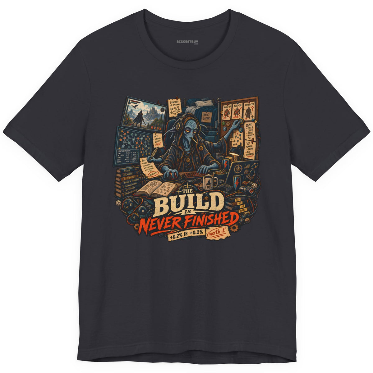 Endless Build - Classic Jersey Tee in Dark Grey, front view