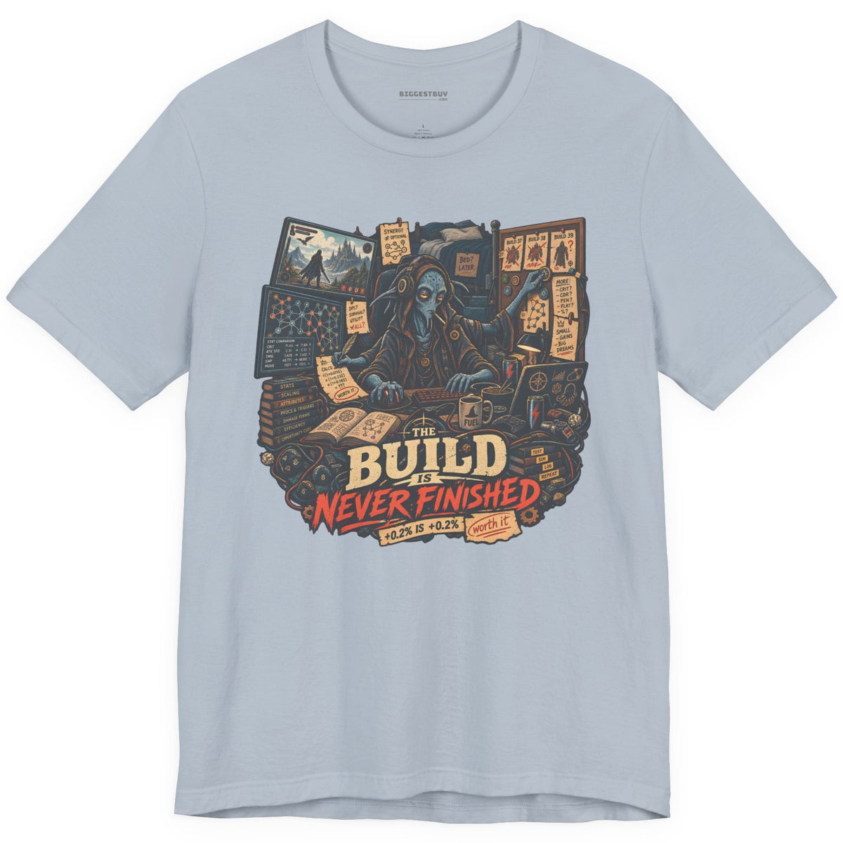 Endless Build - Classic Jersey Tee in Light Blue, front view