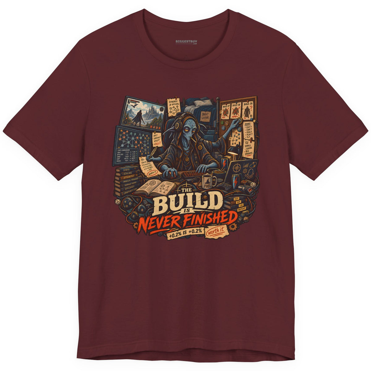 Endless Build - Classic Jersey Tee in Maroon, front view