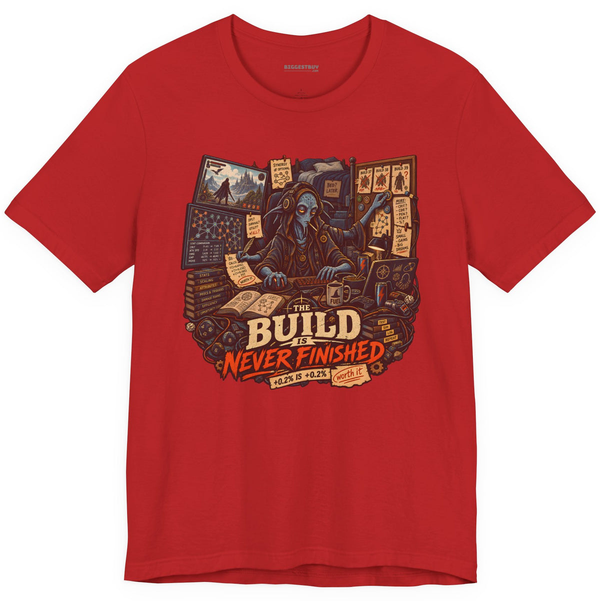 Endless Build - Classic Jersey Tee in Red, front view