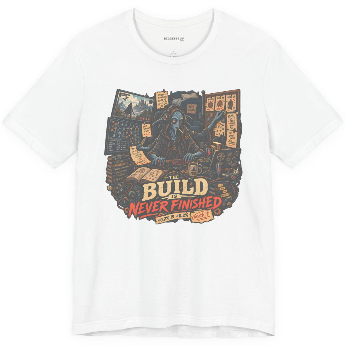 Endless Build - Classic Jersey Tee in White, front view