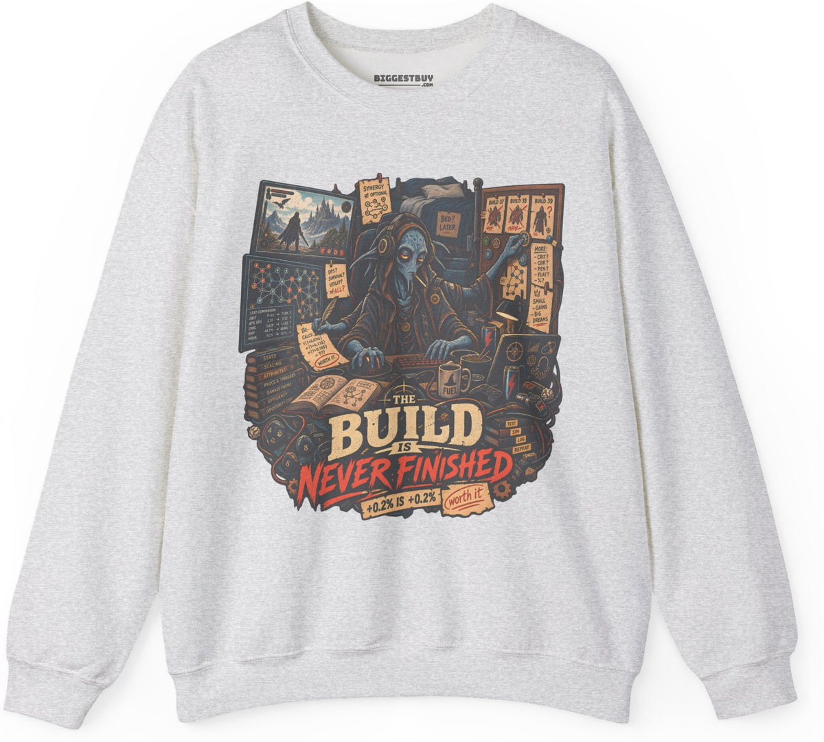 Endless Build - Crewneck Sweatshirt in Ash, front view