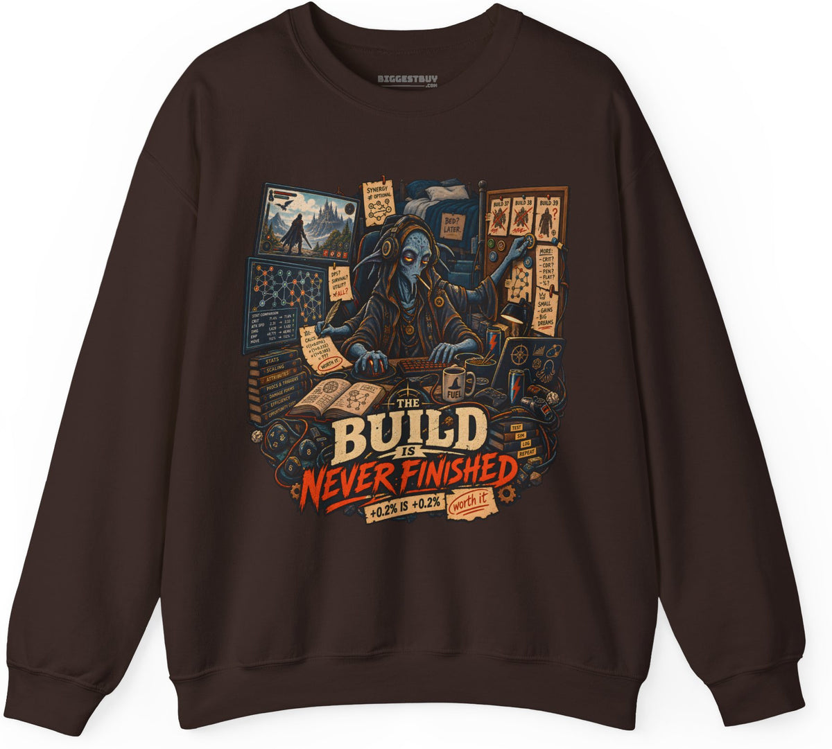 Endless Build - Crewneck Sweatshirt in Dark Chocolate, front view