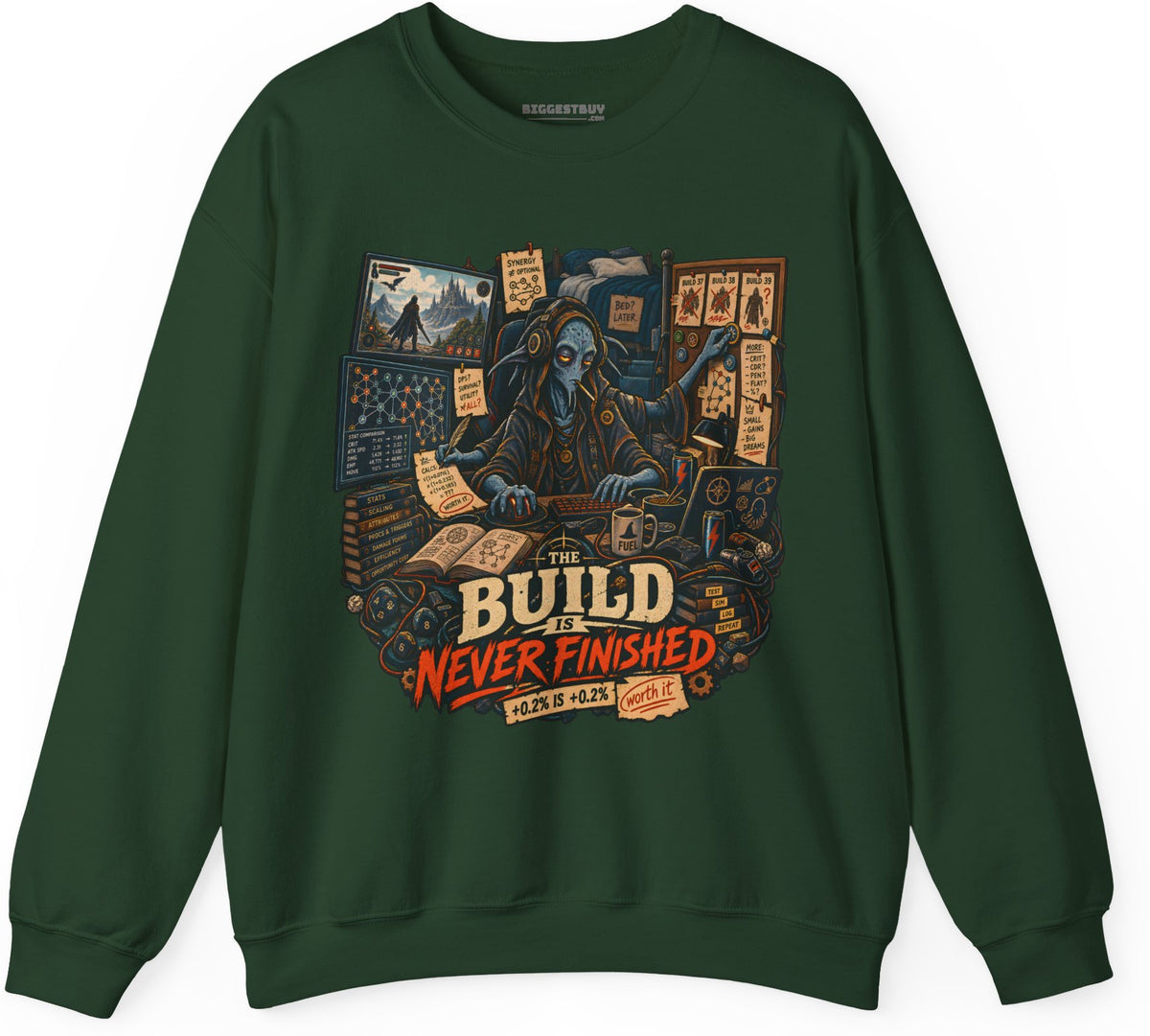 Endless Build - Crewneck Sweatshirt in Forest Green, front view