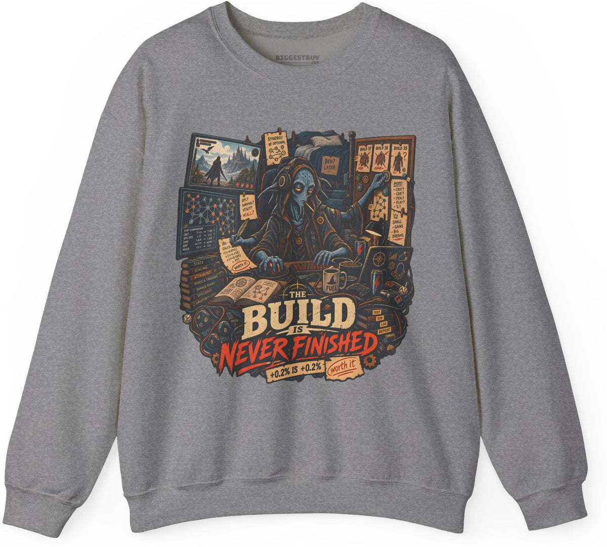 Endless Build - Crewneck Sweatshirt in Graphite Heather, front view
