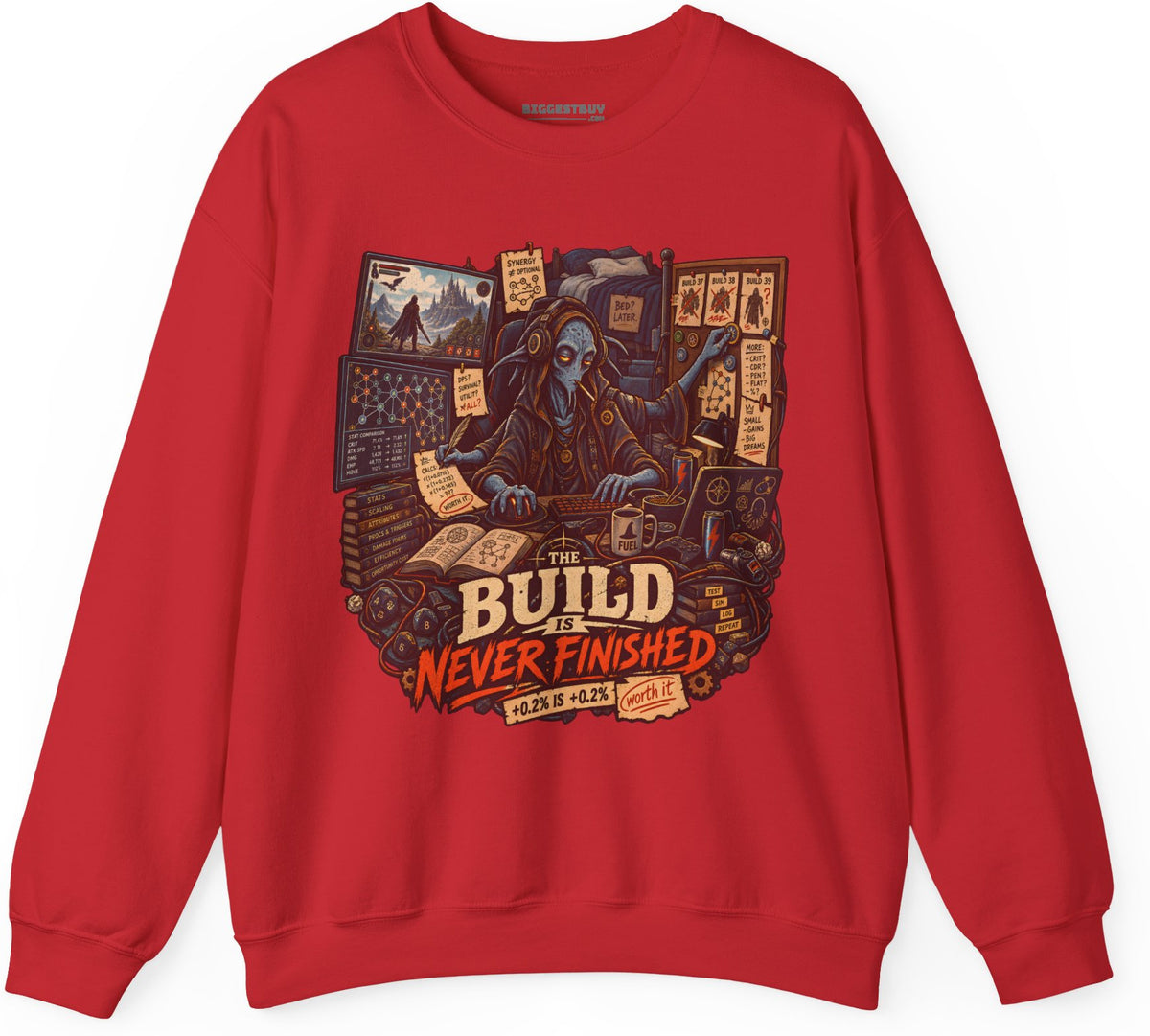 Endless Build - Crewneck Sweatshirt in Red, front view