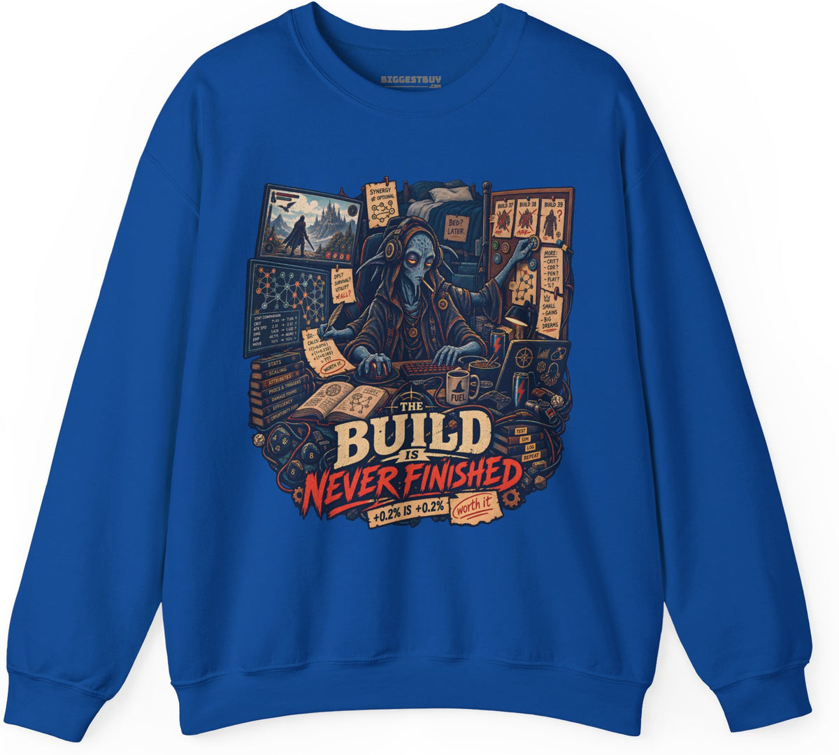 Endless Build - Crewneck Sweatshirt in Royal, front view
