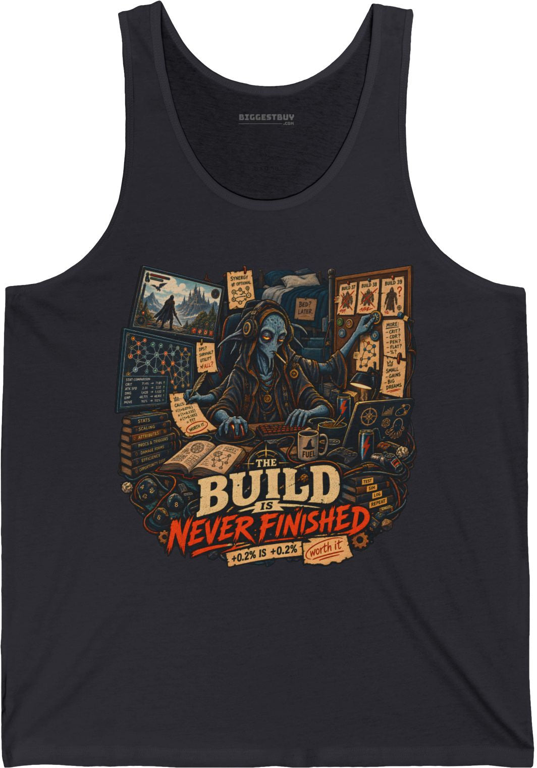 Endless Build - Jersey Tank Top in Dark Grey, front view