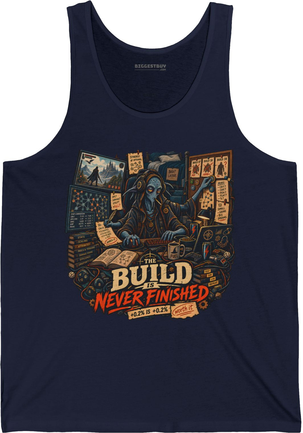 Endless Build - Jersey Tank Top in Navy, front view