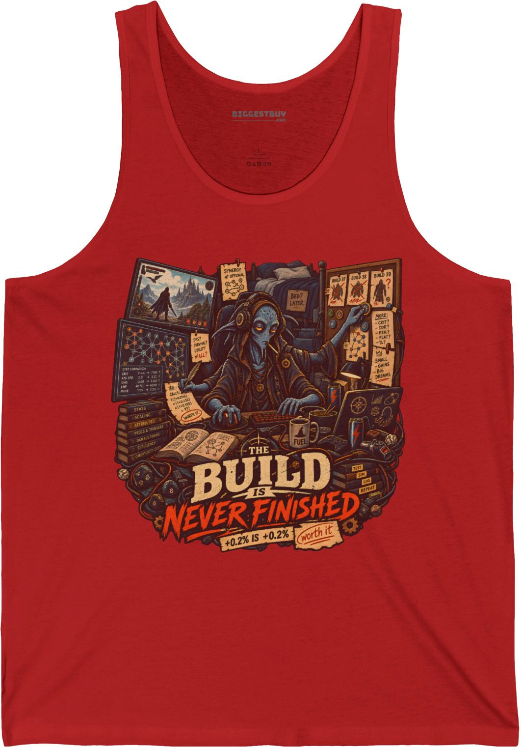 Endless Build - Jersey Tank Top in Red, front view