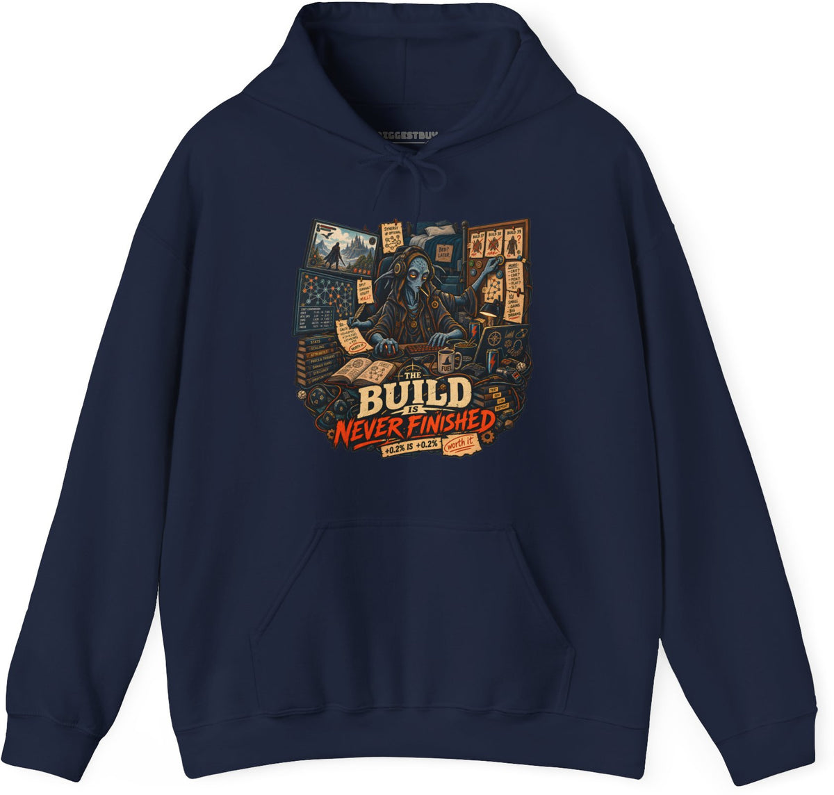 Endless Build - Pullover Hoodie in Navy, front view
