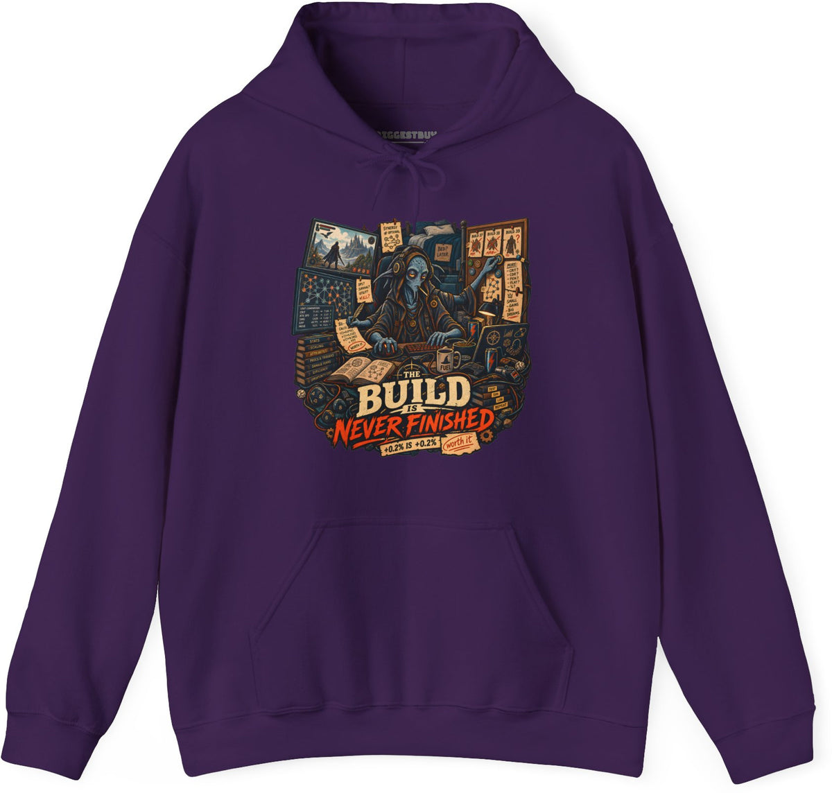 Endless Build - Pullover Hoodie in Purple, front view