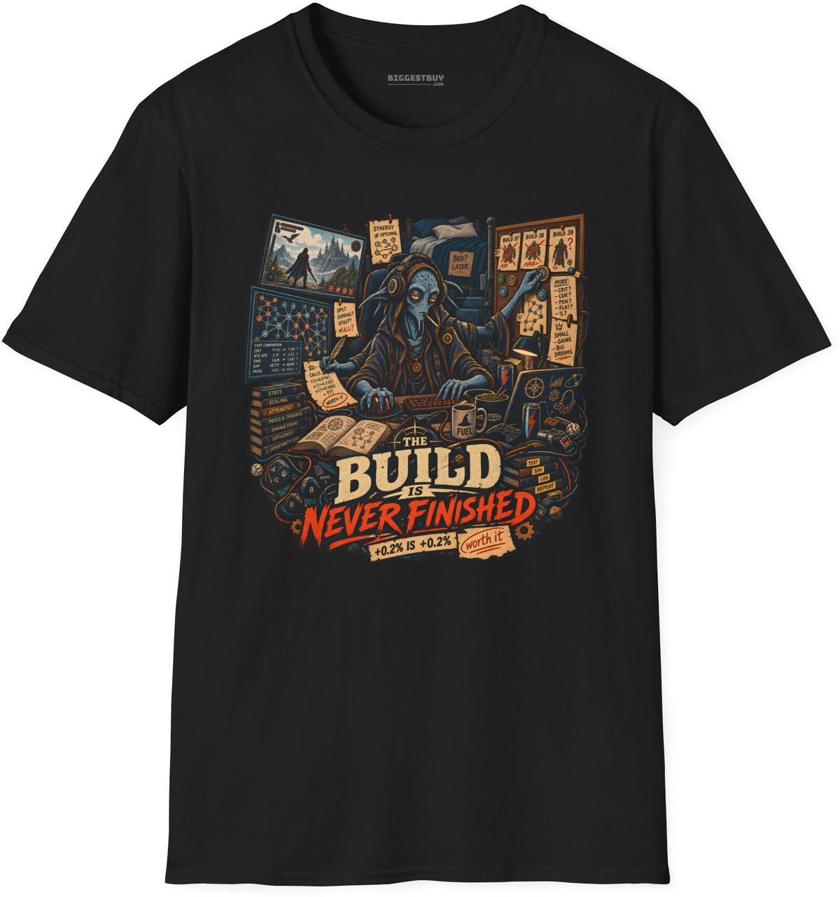 Endless Build - Softstyle T-Shirt in Black, front view