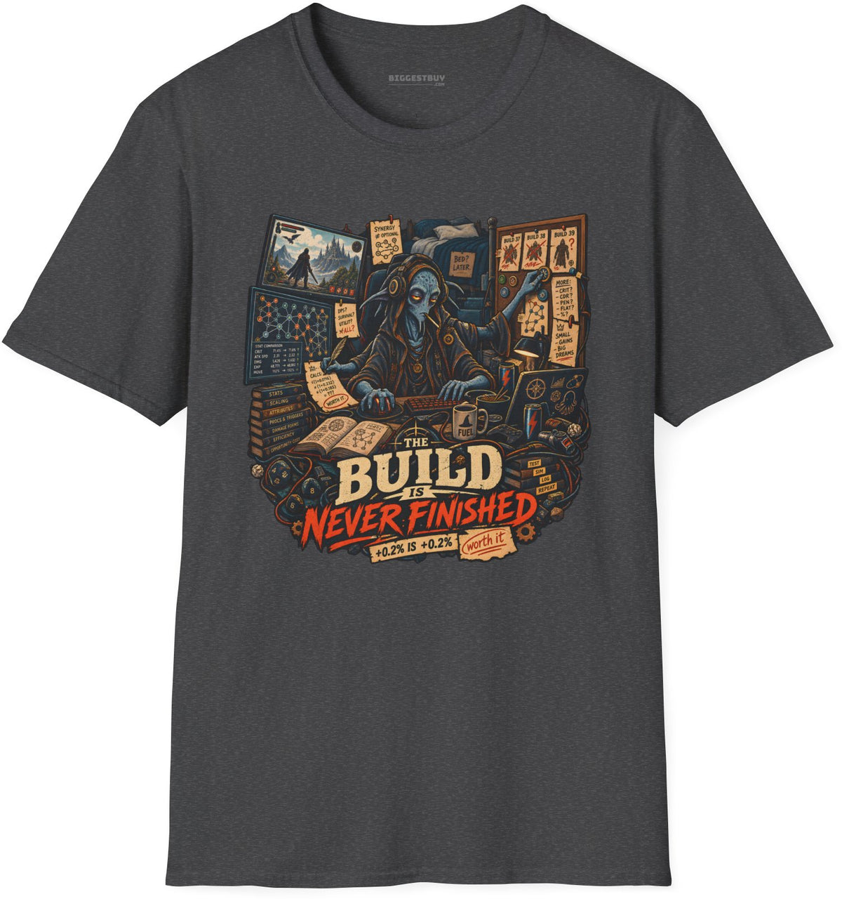 Endless Build - Softstyle T-Shirt in Dark Heather, front view